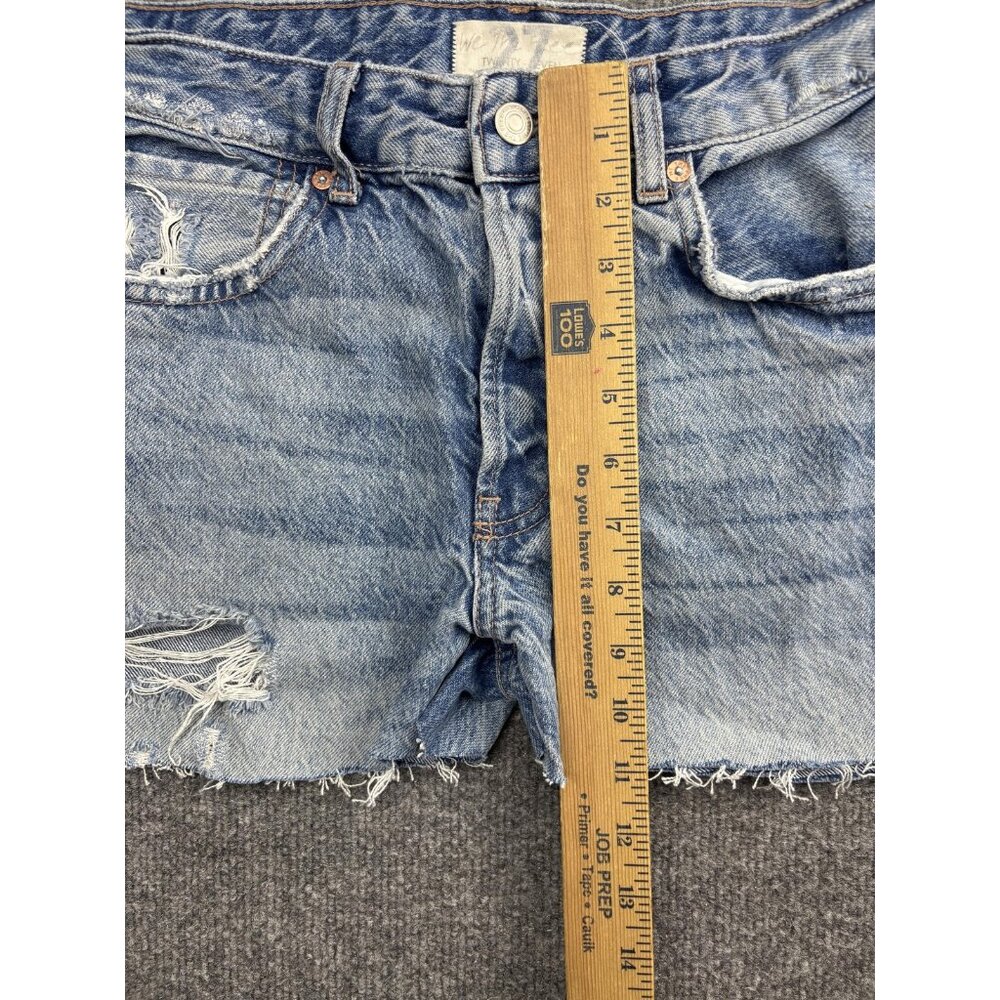 We The Free Denim Shorts Womens 27 Blue Distressed Cutoff Button Fly Raw Hem - Picture 5 of 7